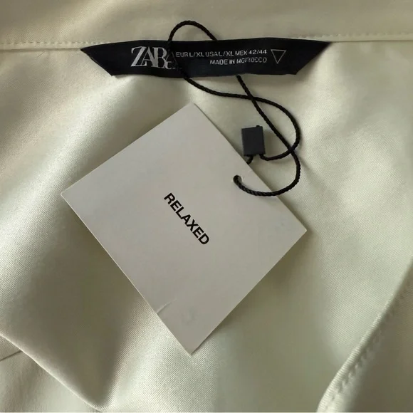 NWT ZARA Men's Satin Button Up Shirt Jacket white Retro Embroidery Size xlarge - Picture 6 of 8
